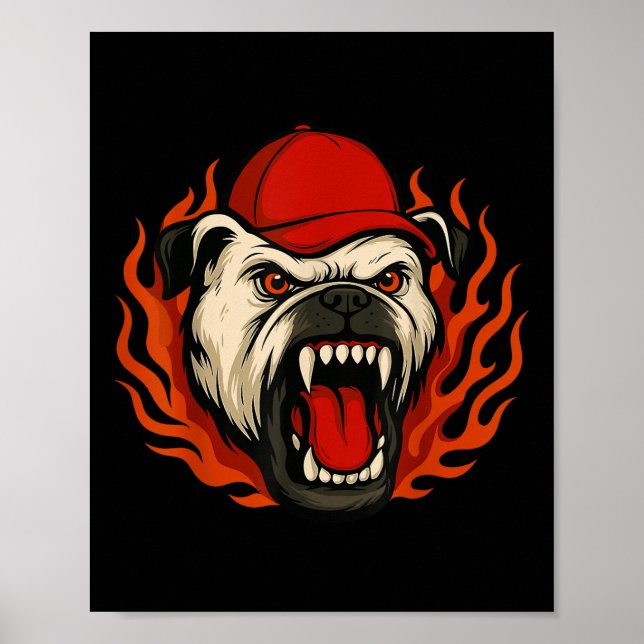 Poster Futebol Americano Bulldog Espírito Queimando Poten (Frente)