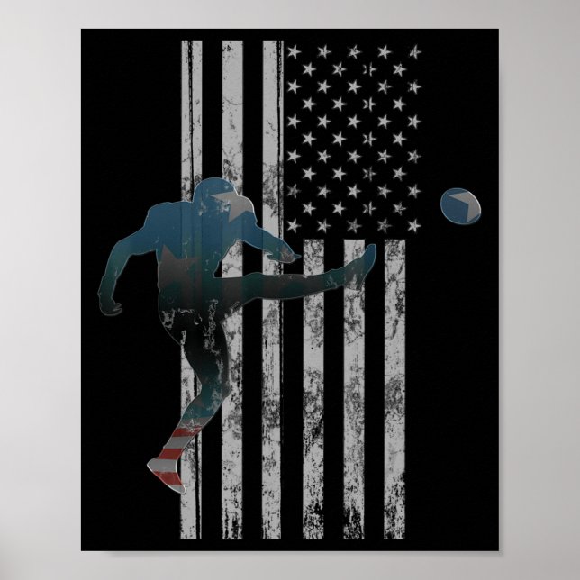Poster Futebol americano Flag USA Team Gift Kicker (Frente)