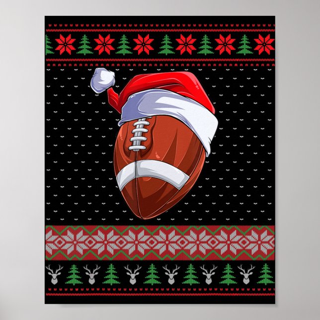 Poster Futebol Ball Santa Hat Festa de Natal Papais noeis (Frente)