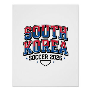 Pôster Futebol da Coreia do Sul 2026 Futebol Negrito Tipo