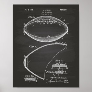 Pôster Futebol de 1939 - Patent Art - Chalkboard
