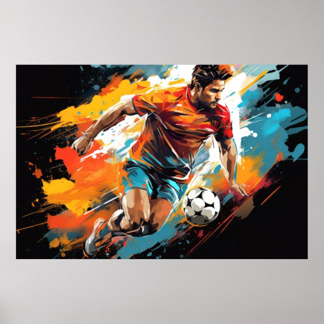 Poster Futebol de ação Esporte pintura Abstrato (Frente)