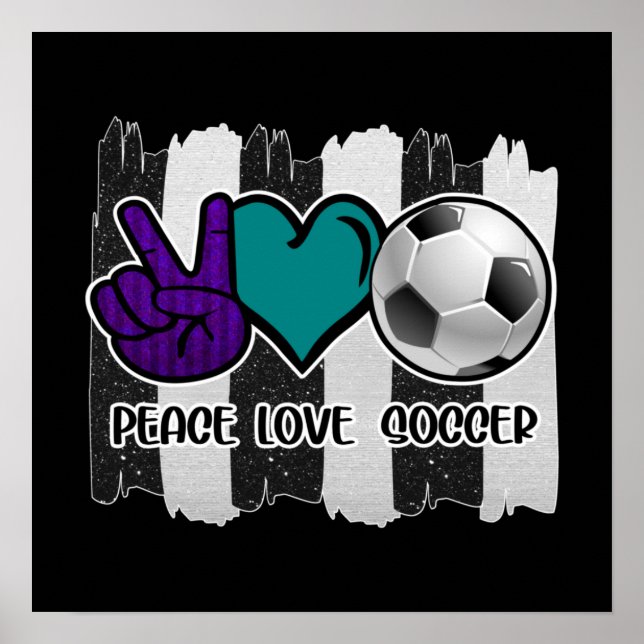 Poster Futebol de amor à paz em branco e preto (Frente)