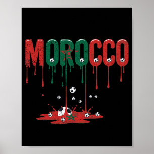 Poster Futebol de Bandeira Pingando Marrocos
