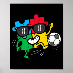 Poster Futebol de Futebol Puzzle Conscientização do Autis