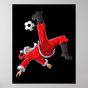Poster Futebol de Natal Papai Noel Engraçado Chute de Bic