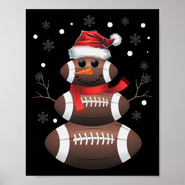 Poster Futebol de Natal Snowman Crianças Filhos Sala de N (Frente)