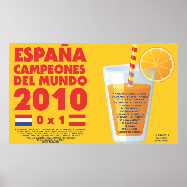 Poster Futebol dos Campeões Mundiais España 2010 (Frente)