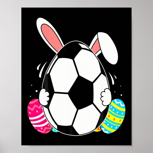 Poster Futebol engraçado com orelhas de coelho dia de Pás (Frente)