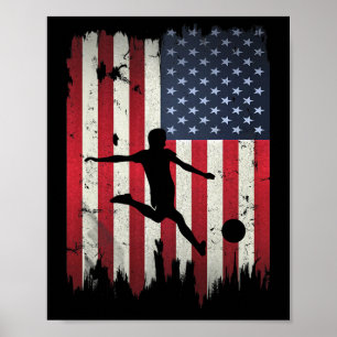 Poster Futebol EUA Bandeira Americana 4 De Julho Patrióti