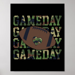 Poster Futebol Gameday Game Day Camo Flag Usa Patriótica