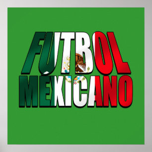 Pôster Futebol Mexicano - logotipo da bandeira de México