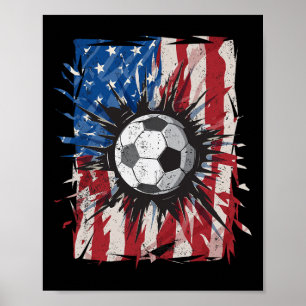Poster Futebol Patriótico 4 De Julho Homens EUA Bandeira