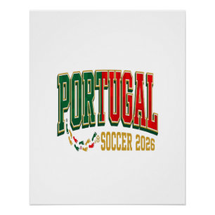 Pôster Futebol Portugal 2026 Futebol Negrito País Tipogra