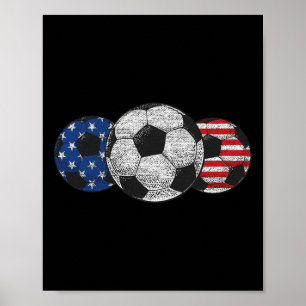 Poster Futebol Red White Blue American Flag 4 De Julho