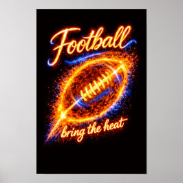 Poster Futebol Traga o Calor Desenho Esportivo Bola Flame