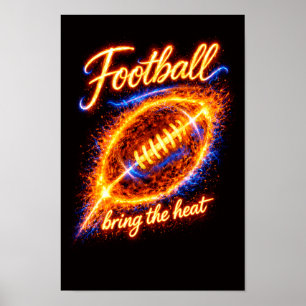 Poster Futebol Traga o Calor Desenho Esportivo Bola Flame