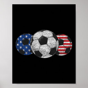 Poster Futebol Vermelho Branco Azul Bandeira Americana 4 