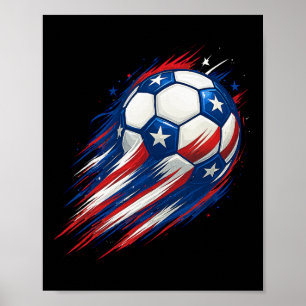Poster Futebol Vermelho Branco E Azul Byll Patriótico Qua