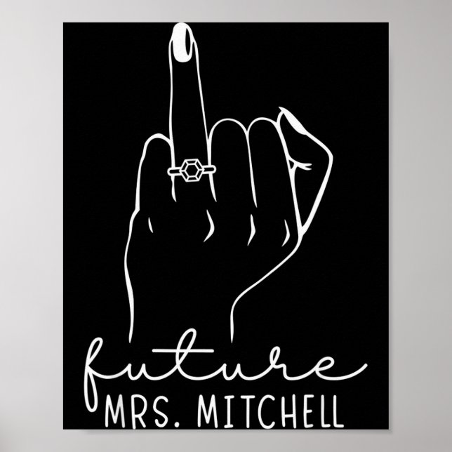 Poster Future Mrs. Mitchell New Bridal To Be Fiance Bache (Frente)