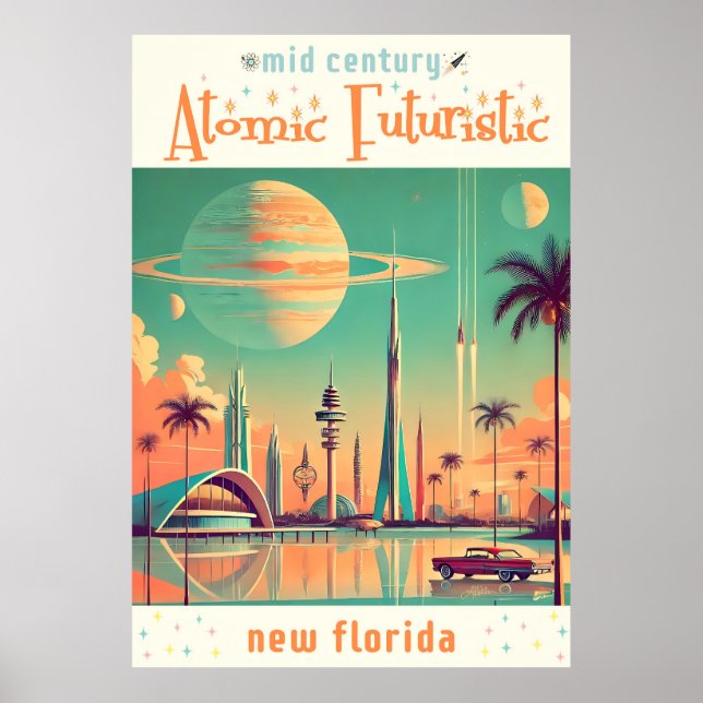 Poster Futurista Atômico Nova Flórida (Frente)
