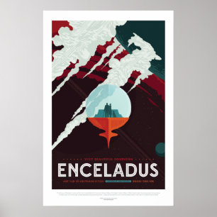 Poster futurista do espaço - a lua Enceladus de