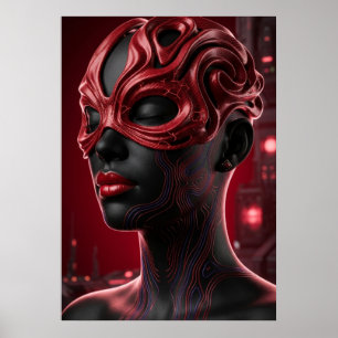 Poster Futuristic Cybernetic Woman Portrait
