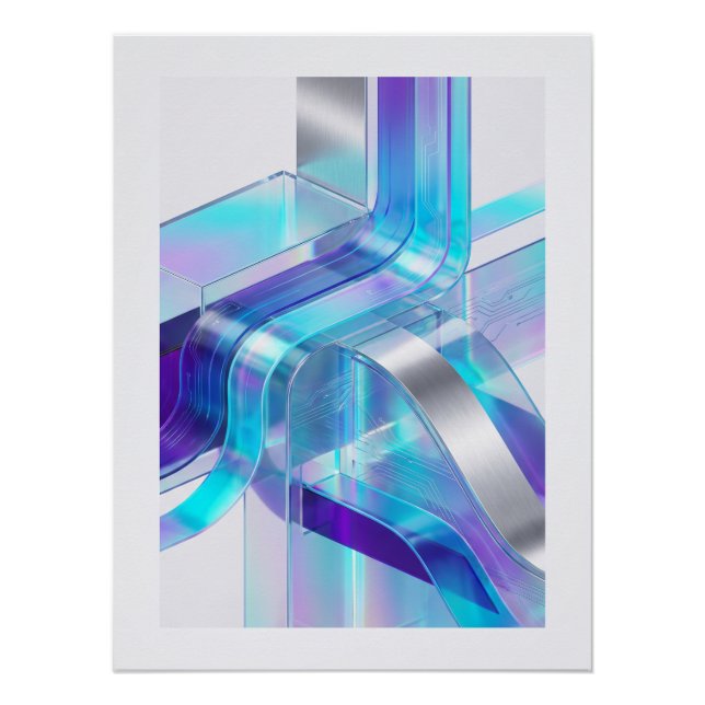 Pôster Futuristic Holographic Abstract Wall Art (Frente)