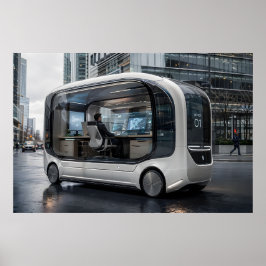Poster Futuristic Mobile Office Pod in Urban Nature 