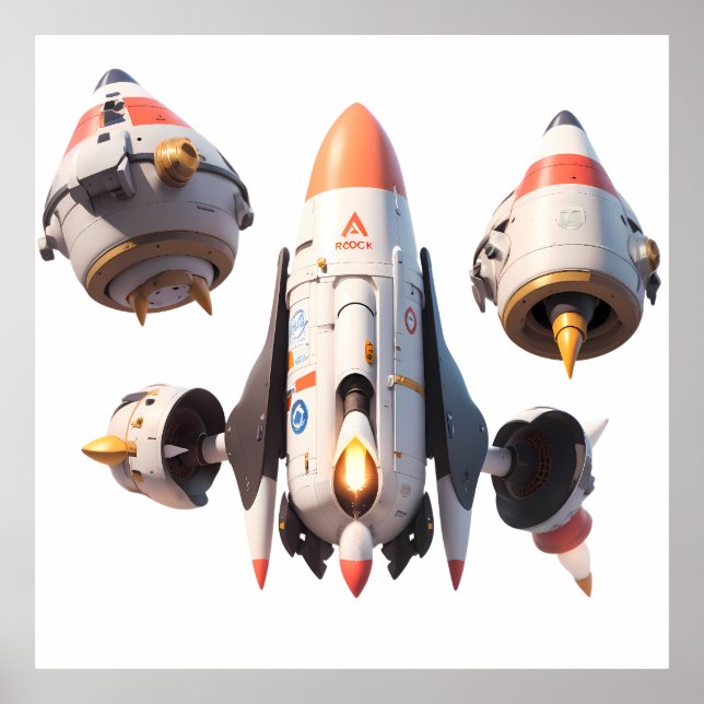 Poster Futuristic Spacecraft Design Detachable Modules (Frente)