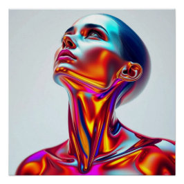 Pôster Futuristic woman portrait, sci-fi aesthetics, neon