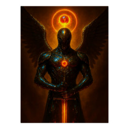 Pôster Futuristischer Erzengel des Glutreichs mit Schwert