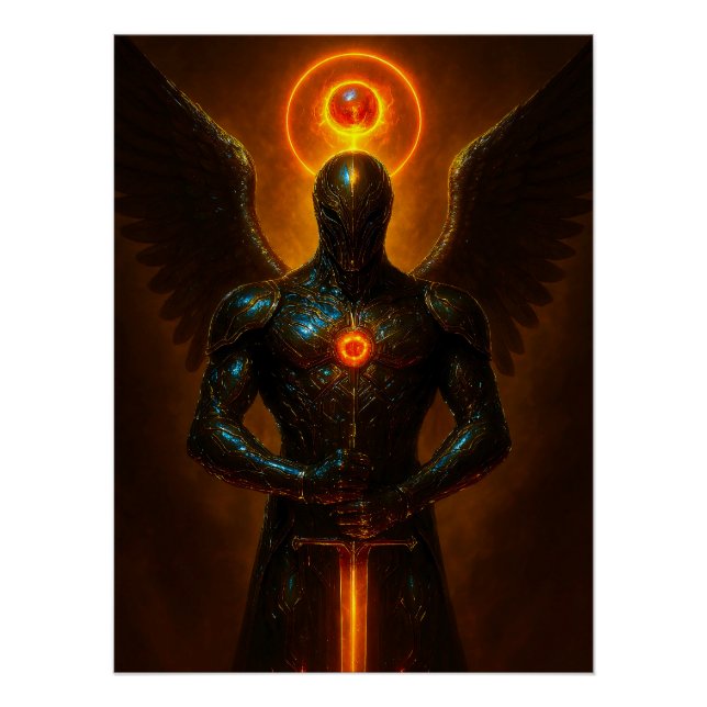 Pôster Futuristischer Erzengel des Glutreichs mit Schwert (Frente)