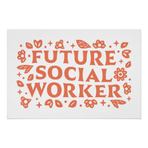 Pôster Futuro assistente social retro estética floral
