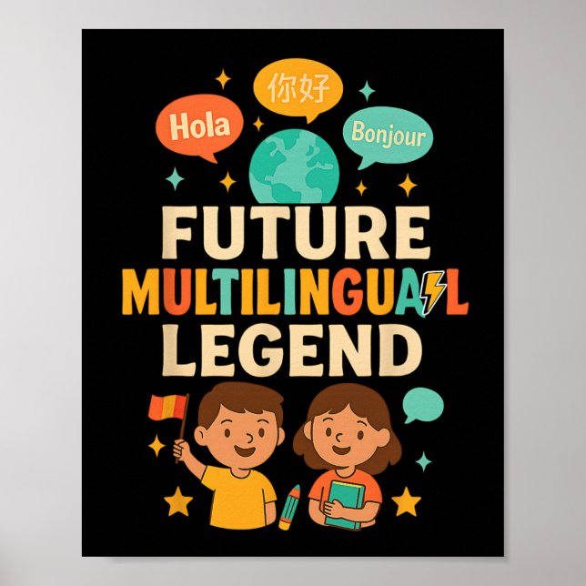 Poster Futuro Kid de Aprendizagem de Linguagem Multilingu (Frente)