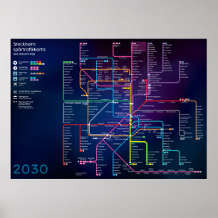 Poster Futuro Mapa da Rede Ferroviária de Estocolmo