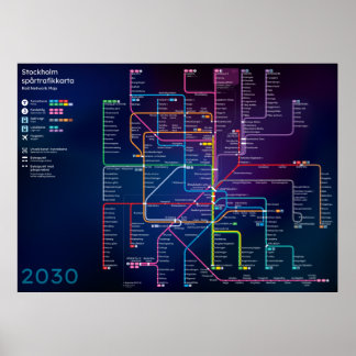 Poster Futuro Mapa da Rede Ferroviária de Estocolmo