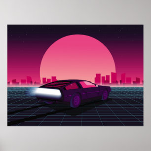 Poster Futuro retrô. fundo de ficção científica estilo 80