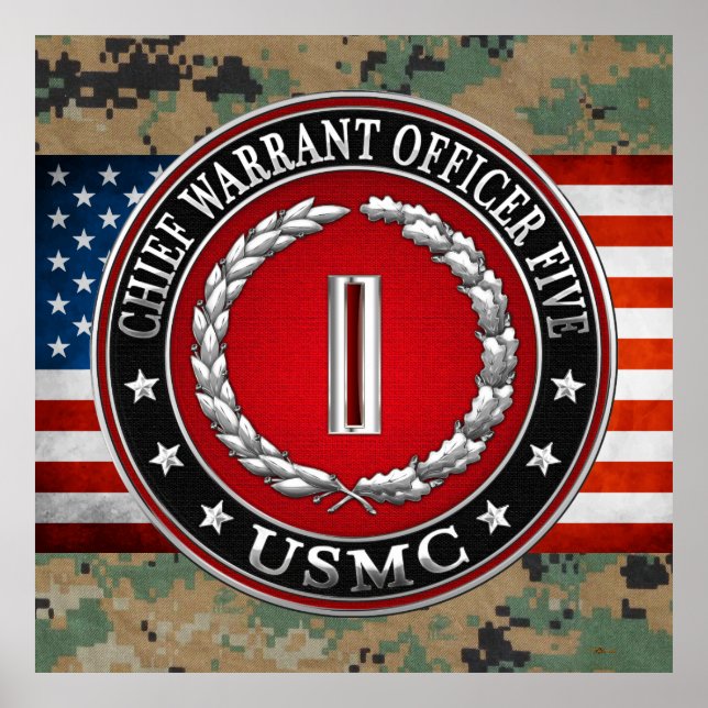 Pôster Fuzileiros dos EUA: Chefe do Mandado Cinco (USMC C (Frente)