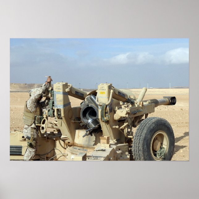 Pôster Fuzileiros dos EUA se preparam para disparar um ho (Frente)