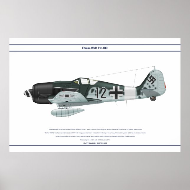 Pôster Fw-190 A-8 JG3 1 (Frente)