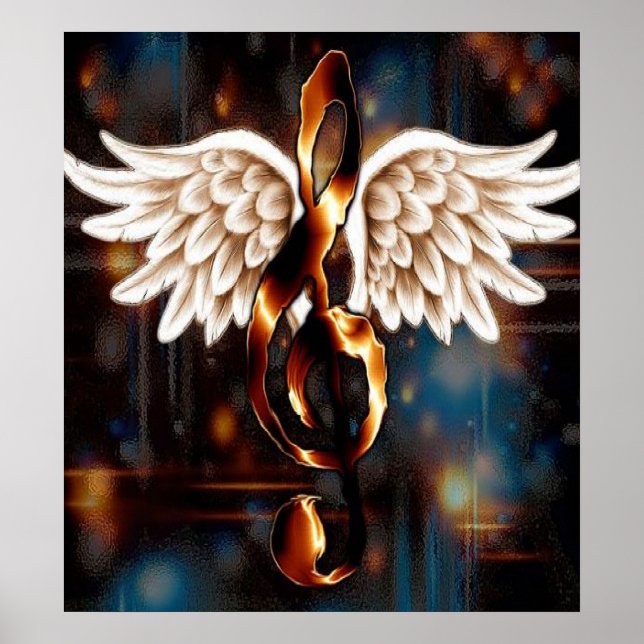 Pôster G Clef com Asas (Frente)