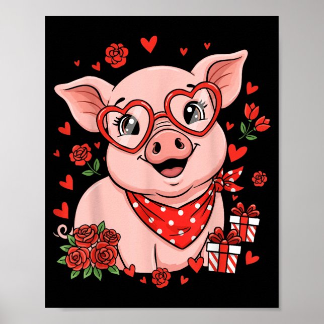 Poster G Cute Farm Animal Sungles Heart Love Valentine  (Frente)