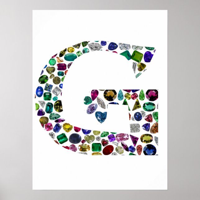 Poster G Design inicial de gemstone (Frente)
