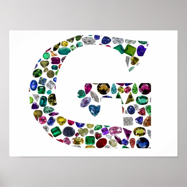 Poster G Design inicial de gemstone (Frente)