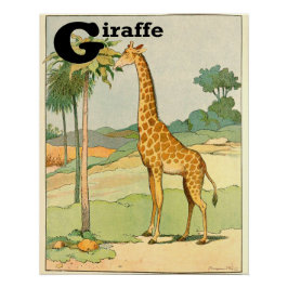 Pôster G é para Giraffe Alphabet Animais Perfeitos