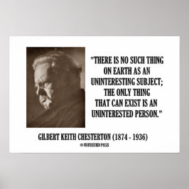 Pôster G.K. Chesterton Assunto Desinteressante Não Intere