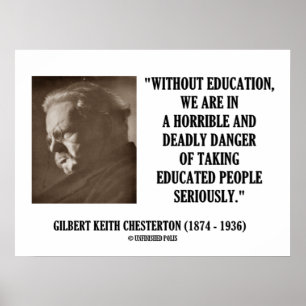 Pôster G.K. Chesterton Education Perigo Mortal Sério