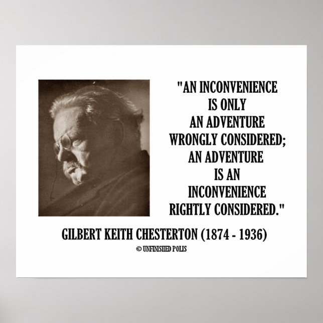 Pôster G.K. Chesterton Inconvenience Adventure Considerad (Frente)