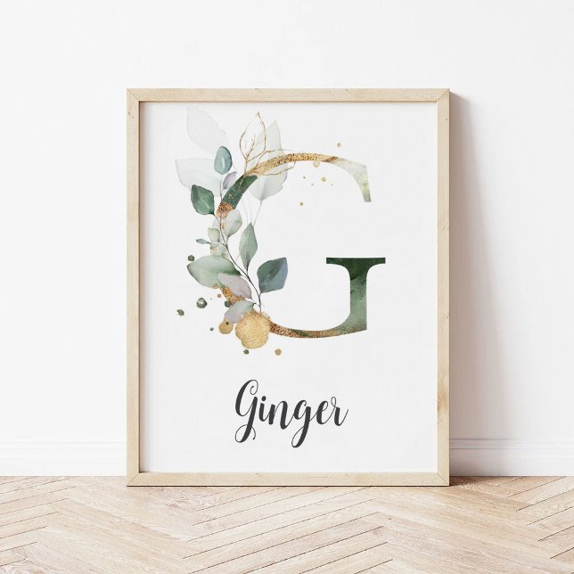 Poster G - Letra Monograma - Greenery Nursery Name Impres (Criador carregado)
